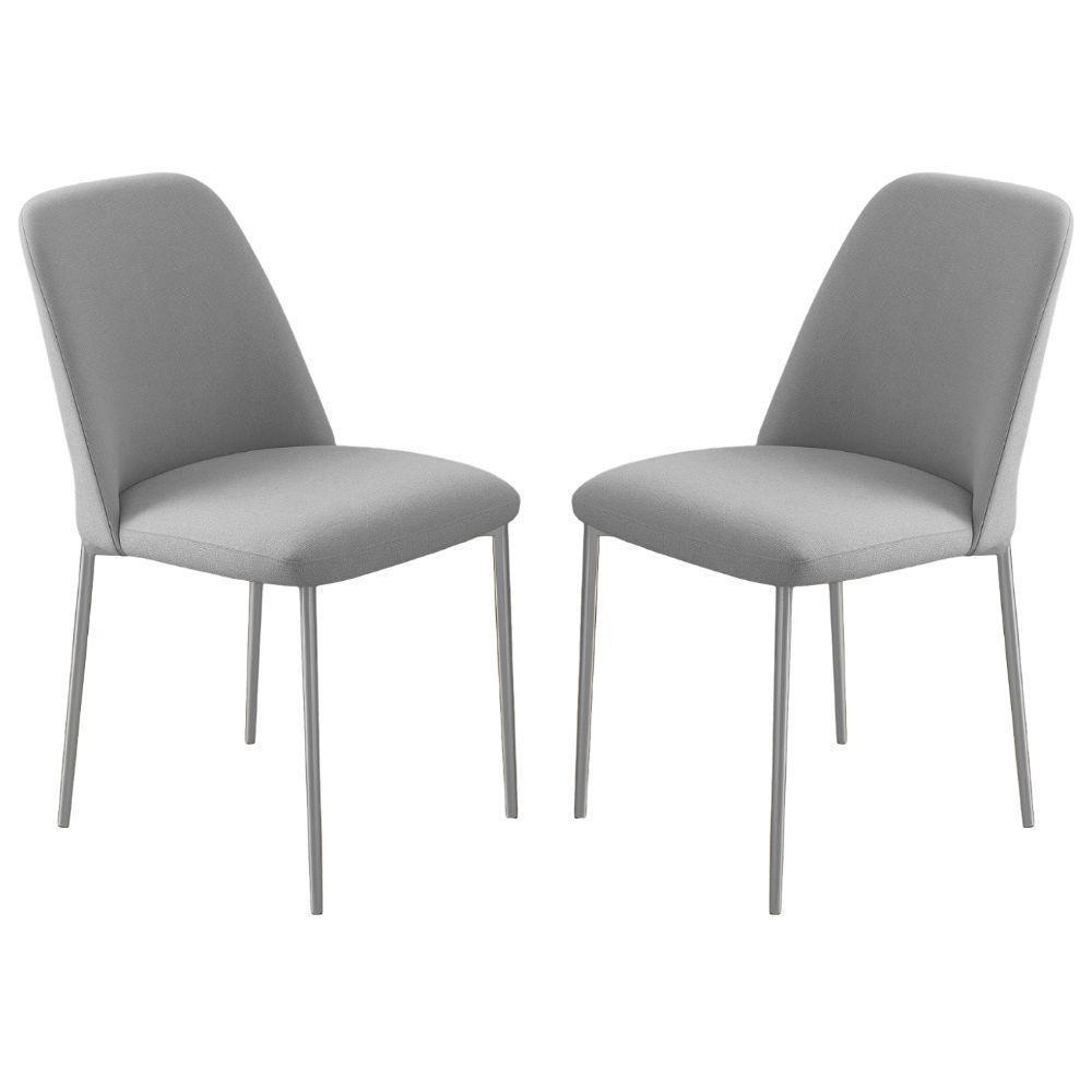 Conjunto 2 Cadeiras Londres Linho Cinza Claro Metal Champanhe - 1