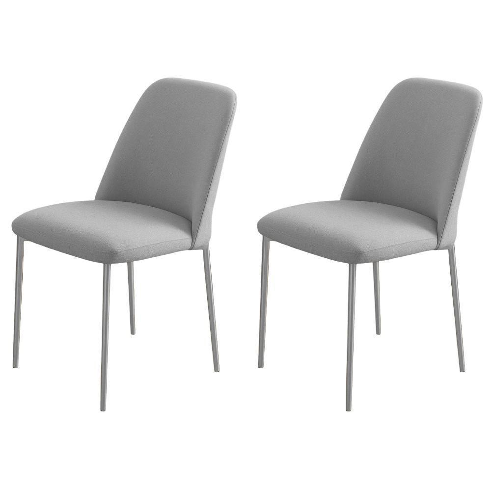 Conjunto 2 Cadeiras Londres Linho Cinza Claro Metal Champanhe - 6