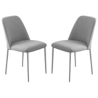 Conjunto 2 Cadeiras Londres Linho Cinza Claro Metal Champanhe - 1