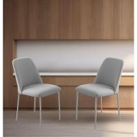 Conjunto 2 Cadeiras Londres Linho Cinza Claro Metal Champanhe - 2