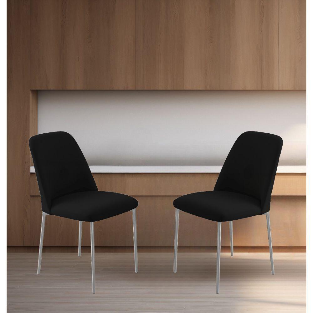 Conjunto 2 Cadeiras Londres Veludo Preto Metal Champanhe - 2