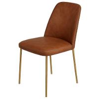 Conjunto 2 Cadeiras Londres Couro Caramelo Metal Dourado