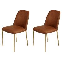 Conjunto 2 Cadeiras Londres Couro Caramelo Metal Dourado - 6