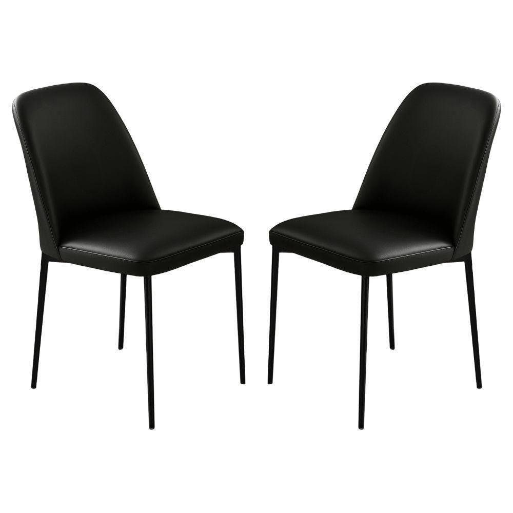Conjunto 2 Cadeiras Londres Couro Preto Metal Preto - 1