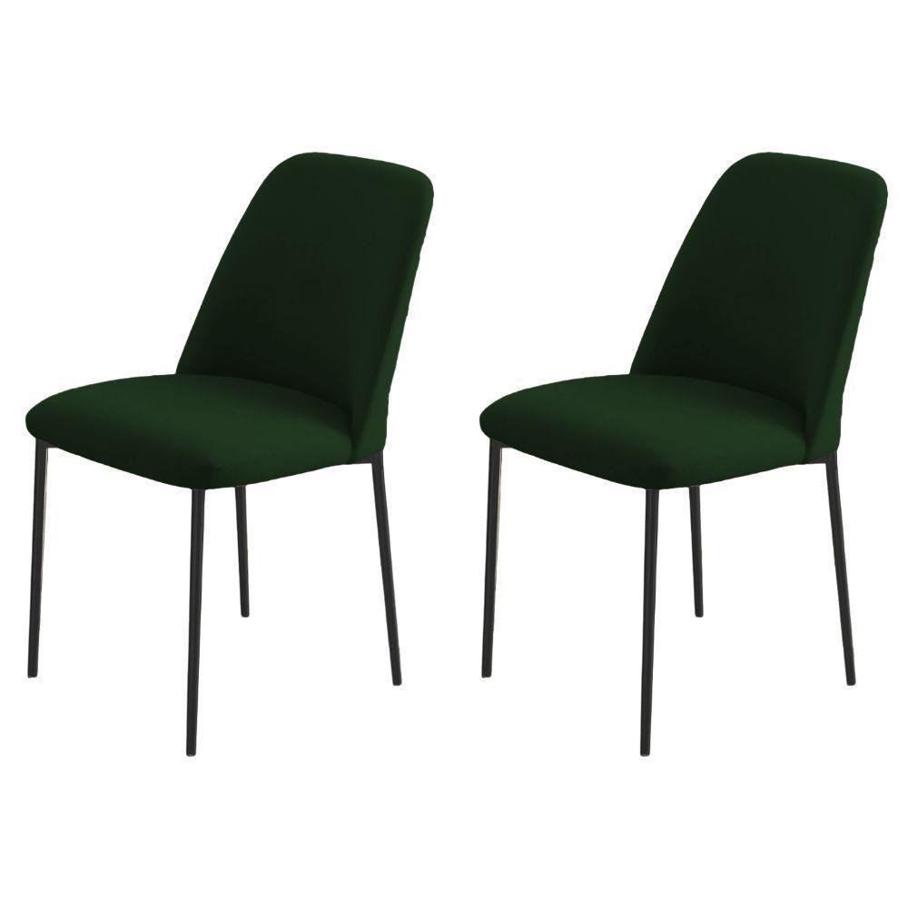 Conjunto 2 Cadeiras Londres Veludo Verde Escuro Metal Preto - 6