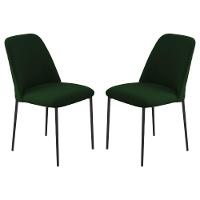 Conjunto 2 Cadeiras Londres Veludo Verde Escuro Metal Preto - 1