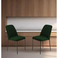 Conjunto 2 Cadeiras Londres Veludo Verde Escuro Metal Preto - 2