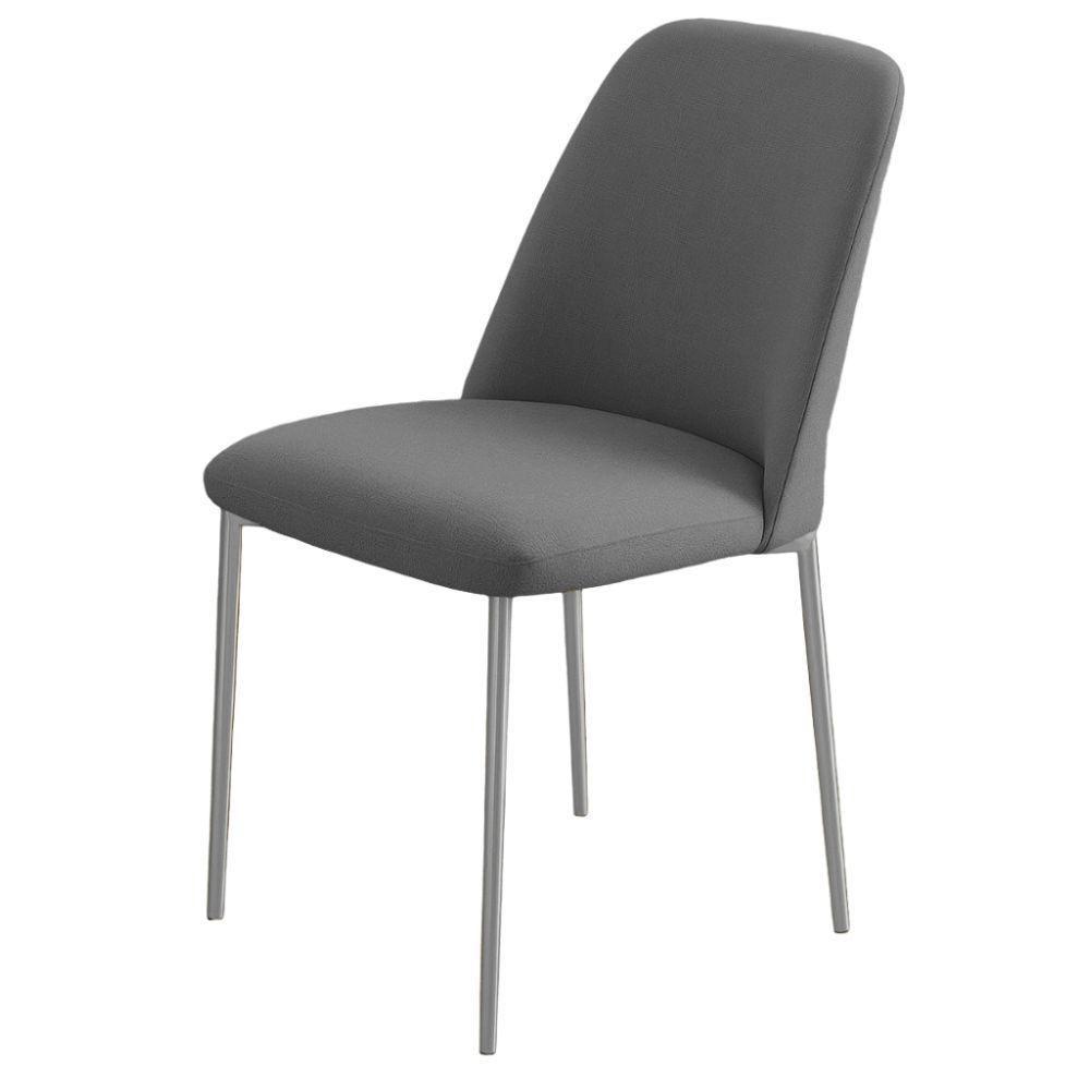 Conjunto 2 Cadeiras Londres Linho Cinza Escuro Metal Champanhe - 6