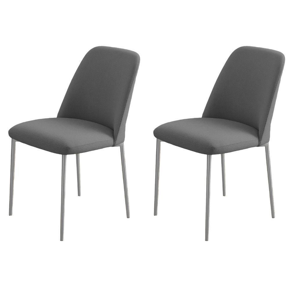 Conjunto 2 Cadeiras Londres Linho Cinza Escuro Metal Champanhe - 9