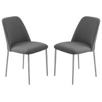 Conjunto 2 Cadeiras Londres Linho Cinza Escuro Metal Champanhe - 1