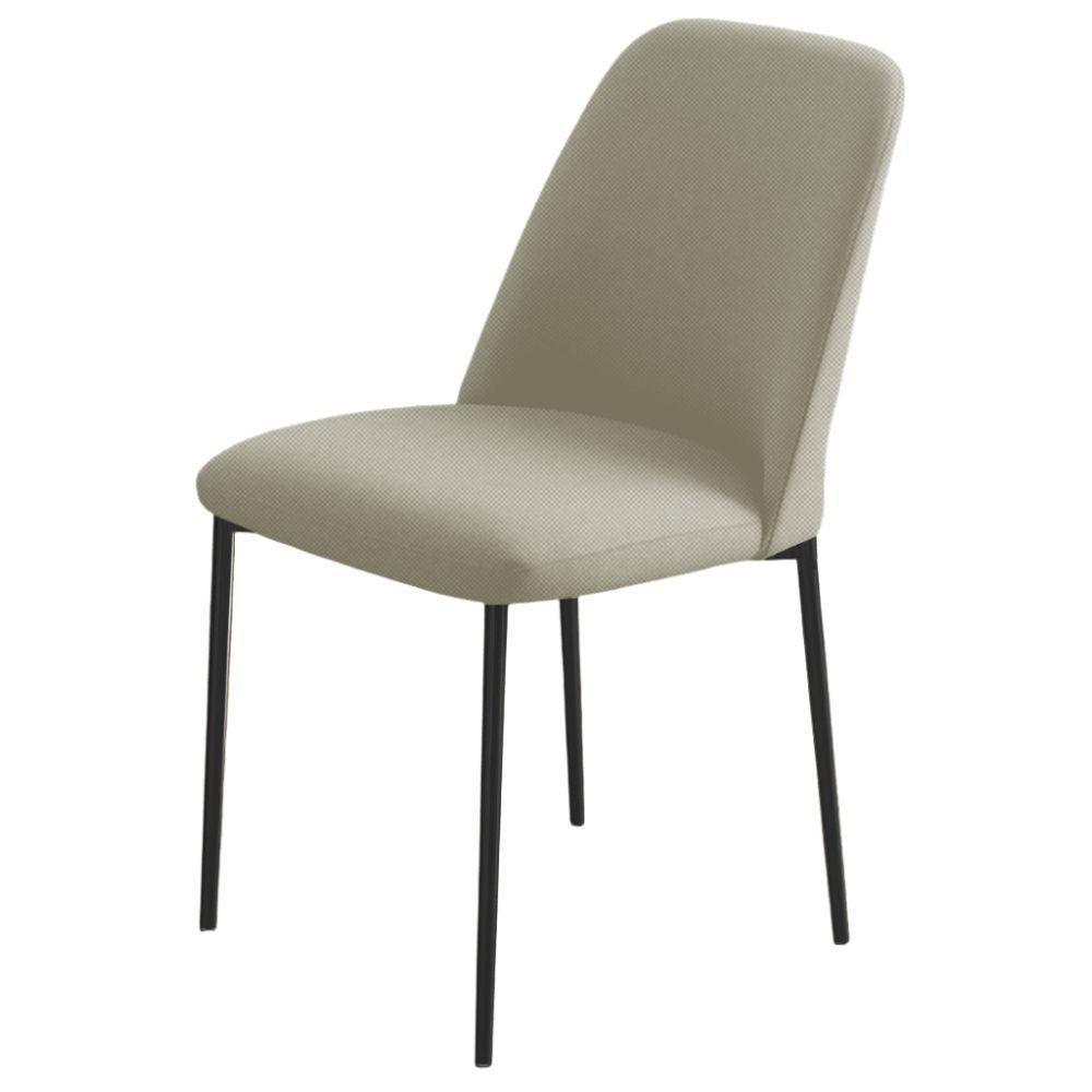 Conjunto 2 Cadeiras Londres Linho Off White Metal Preto - 4