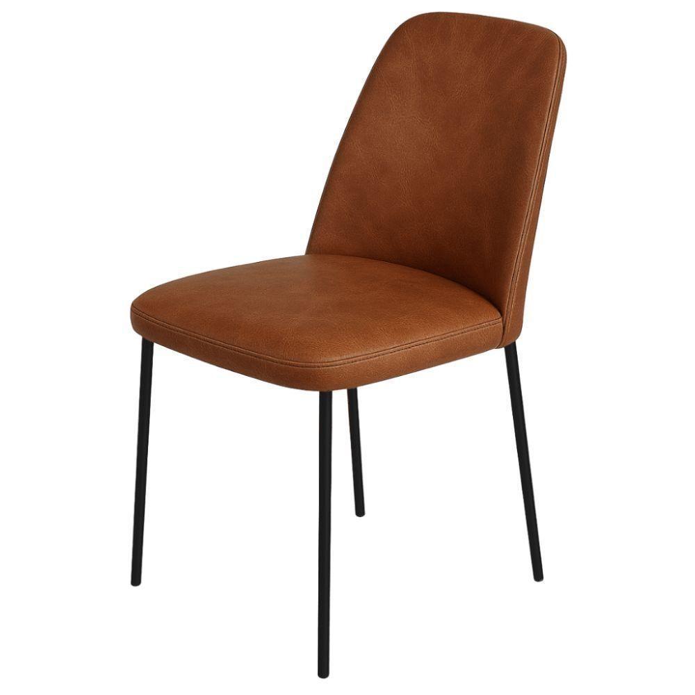Conjunto 2 Cadeiras Londres Couro Caramelo Metal Preto - 8