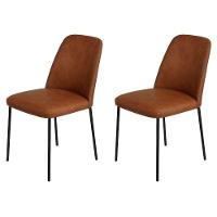 Conjunto 2 Cadeiras Londres Couro Caramelo Metal Preto - 3