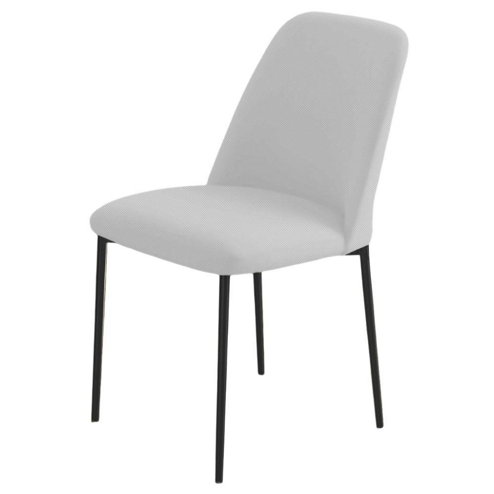 Conjunto 2 Cadeiras Londres Linho Branco Metal Preto - 4