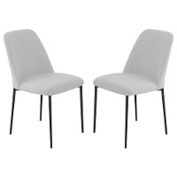 Conjunto 2 Cadeiras Londres Linho Branco Metal Preto - 1