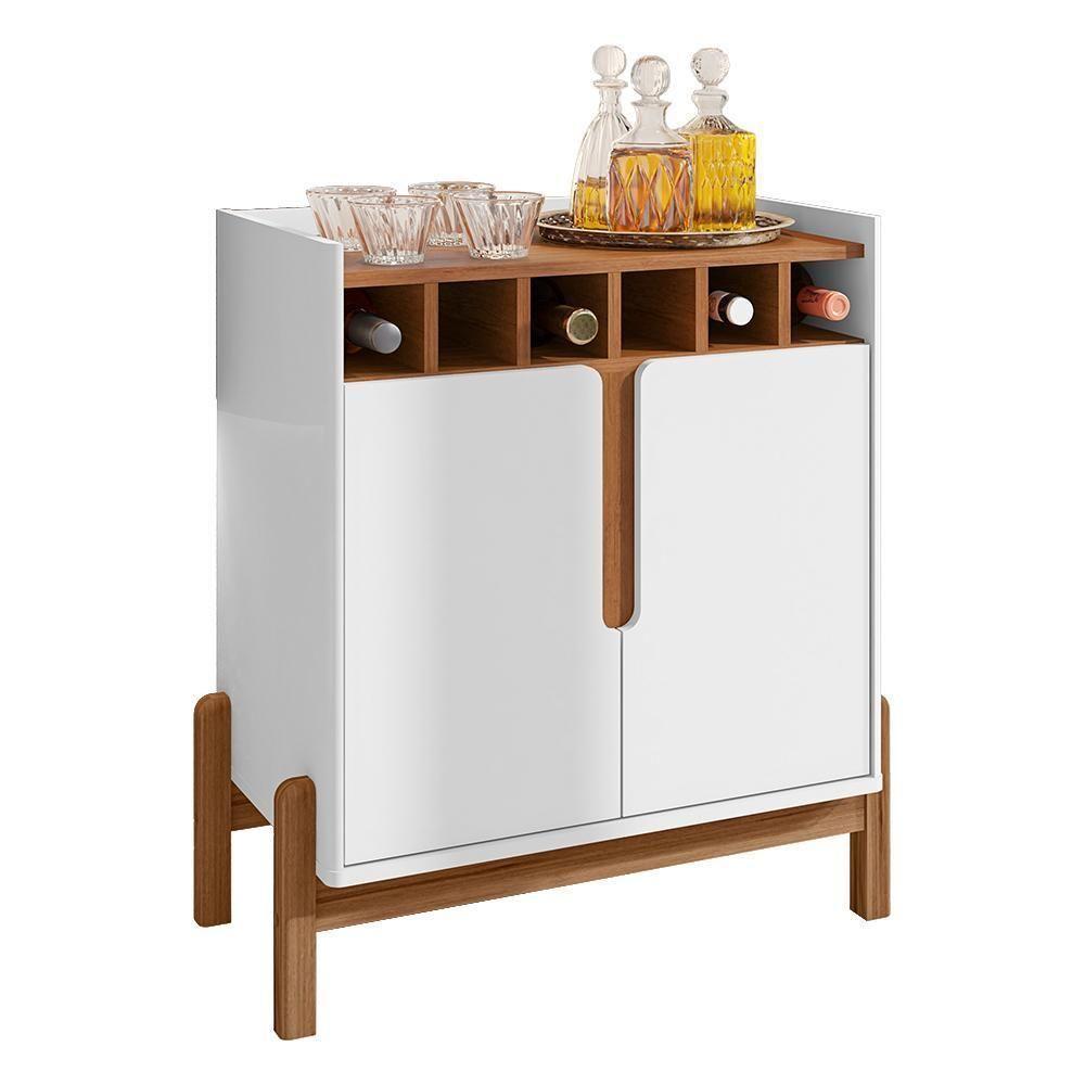 Aparador Barzinho Lizz Com Adega 2 Portas Branco-cedro - Casa D Branco-cedro - 1