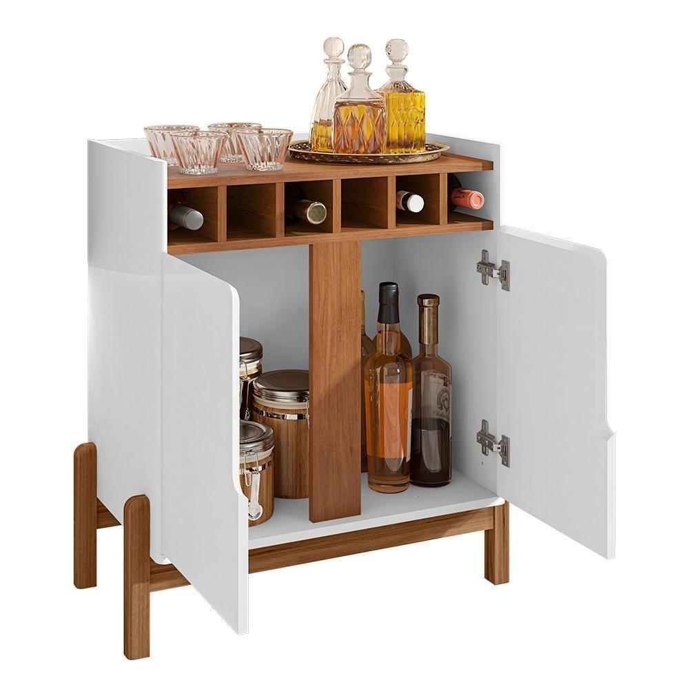 Aparador Barzinho Lizz Com Adega 2 Portas Branco-cedro - Casa D Branco-cedro - 3