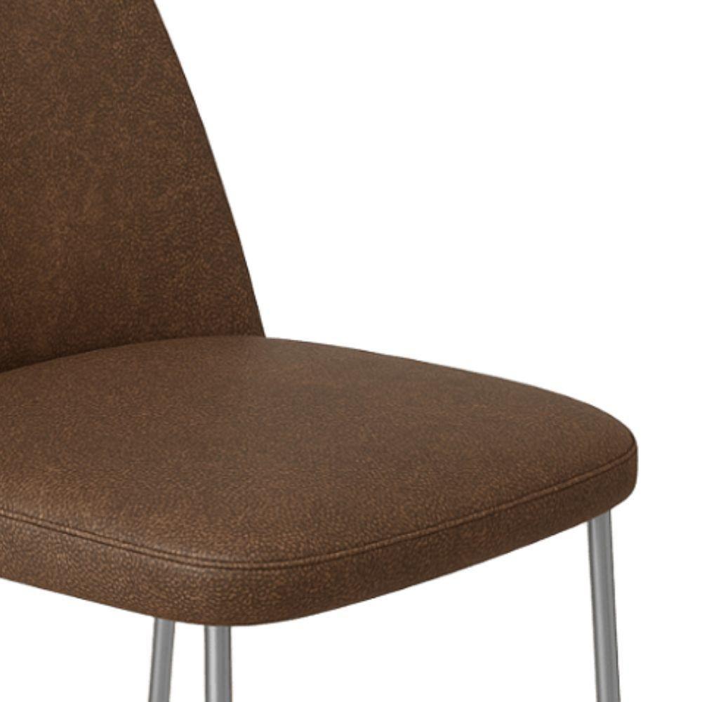 Conjunto 2 Cadeiras Londres Couro Marrom Metal Champanhe - 5