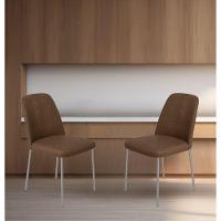 Conjunto 2 Cadeiras Londres Couro Marrom Metal Champanhe - 2