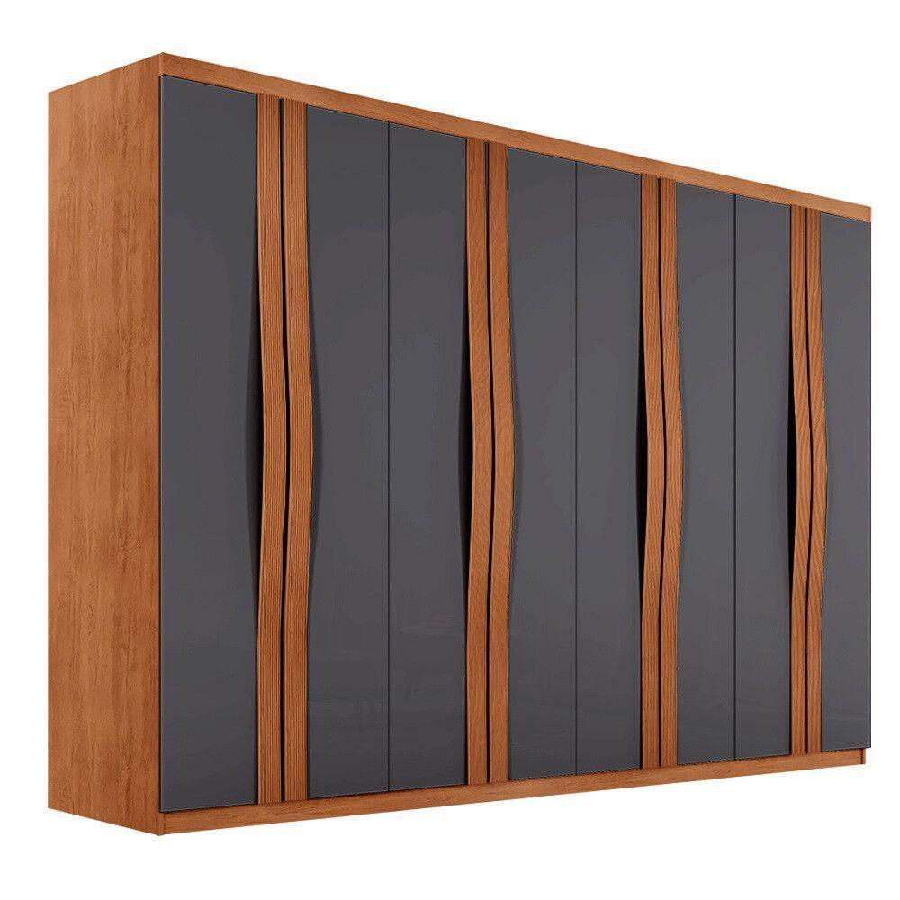 Guarda Roupa Casal Dunas Com 8 Portas E 4 Gavetas Moderna Naturalle Grafite - 2