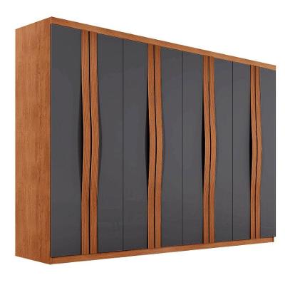 Guarda Roupa Casal Dunas 8 Portas 4 Gavetas Naturalle Grafite MDF