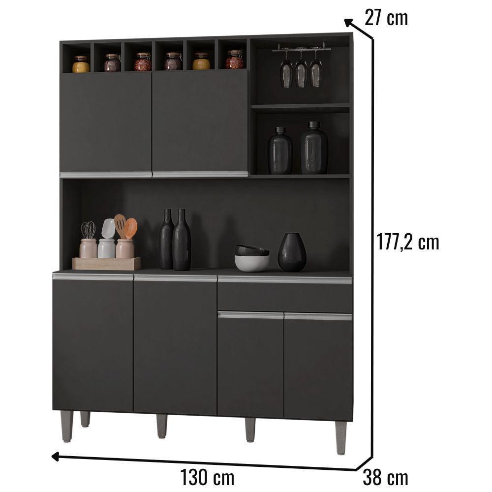 Kit Armário Cozinha Compacta Alice 6 Portas Cinza Ajl - 2