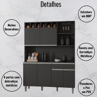 Kit Armário Cozinha Compacta Alice 6 Portas Cinza Ajl - 3