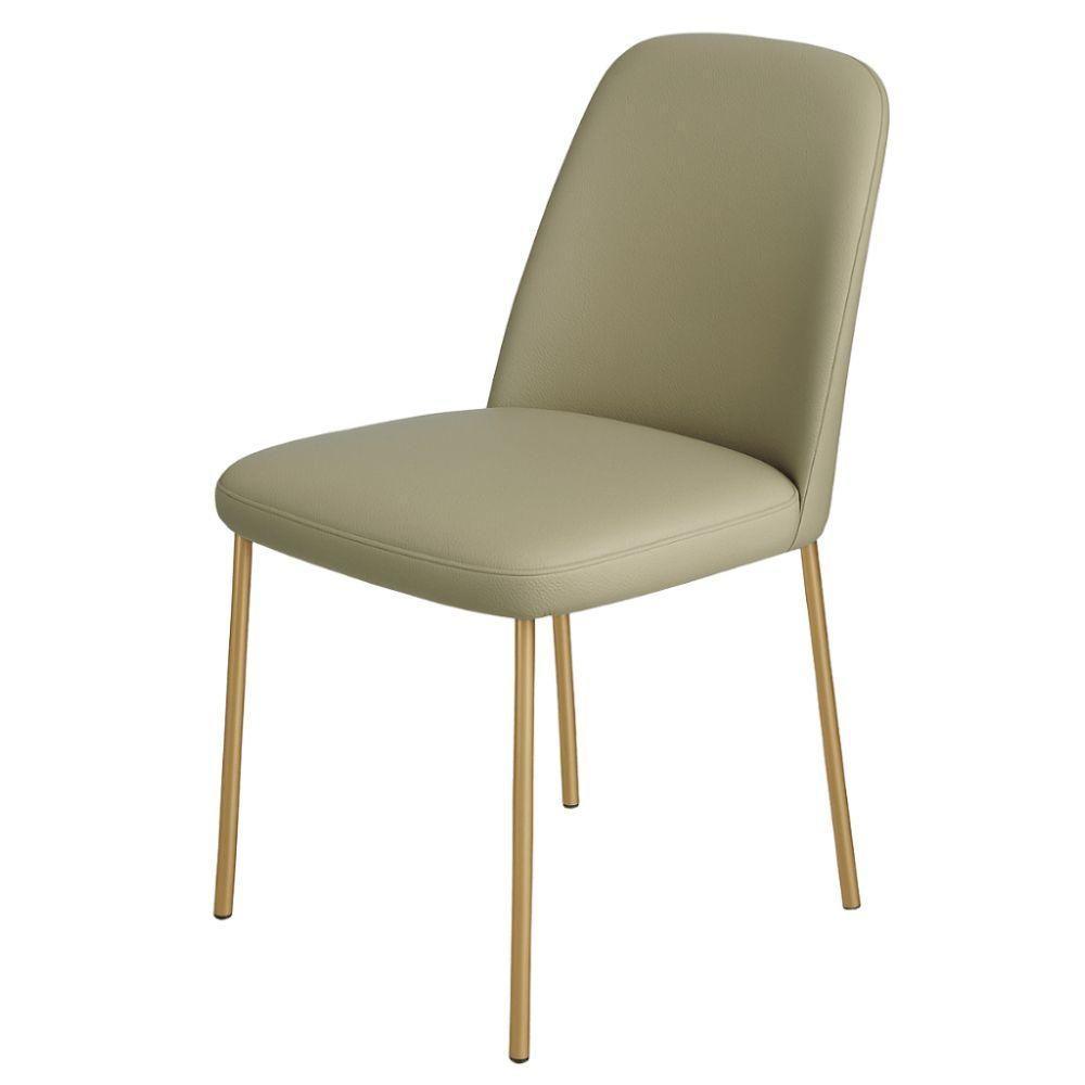 Conjunto 2 Cadeiras Londres Couro Areia Metal Dourado - 4