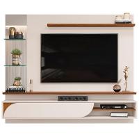 Painel Suspenso Tv 60 Pol 180 Cm Ravi Off White Freijó Dj Moveis Off White Freijo - 1