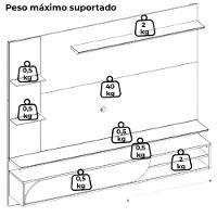 Painel Suspenso Tv 60 Pol 180 Cm Ravi Off White Freijó Dj Moveis Off White Freijo - 2