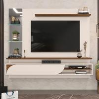 Painel Suspenso Tv 60 Pol 180 Cm Ravi Off White Freijó Dj Moveis Off White Freijo - 5