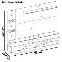 Painel Suspenso Tv 60 Pol 180 Cm Ravi Off White Freijó Dj Moveis Off White Freijo - 6