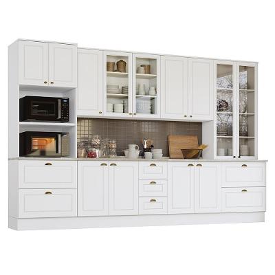Cozinha Modulada Americana 6 Peças Torre Quente 13 Portas 100% MDF 343 cm Branco Móveis Henn