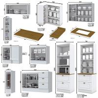 Cozinha Completa De Canto Americana 10 Peças Branco Com Cristaleira E Tampo Nature - Móveis Henn Branco - 4