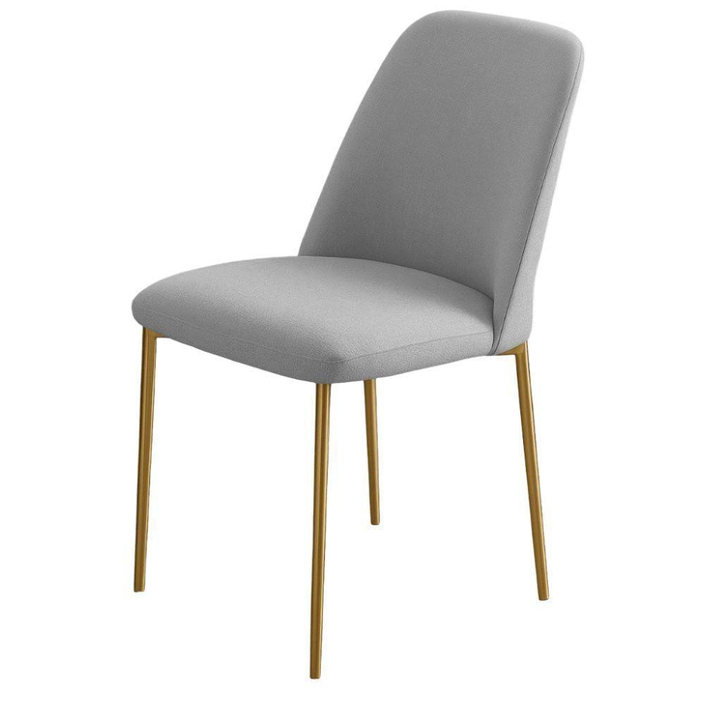 Conjunto 2 Cadeiras Londres Linho Cinza Claro Metal Dourado - 4