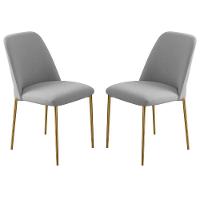 Conjunto 2 Cadeiras Londres Linho Cinza Claro Metal Dourado - 1