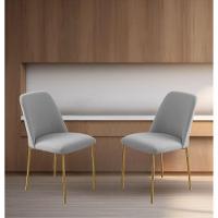 Conjunto 2 Cadeiras Londres Linho Cinza Claro Metal Dourado - 2