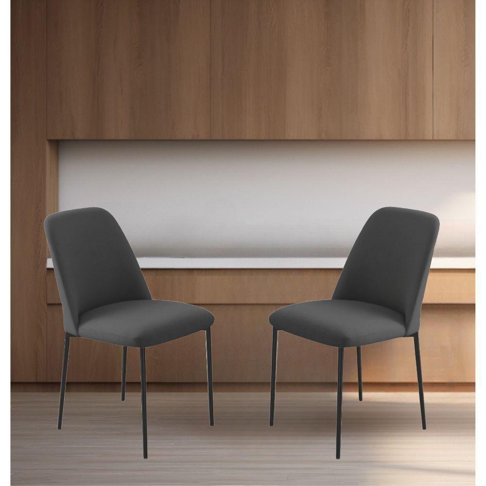 Conjunto 2 Cadeiras Londres Veludo Cinza Metal Preto - 2
