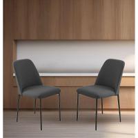 Conjunto 2 Cadeiras Londres Veludo Cinza Metal Preto - 2