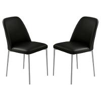 Conjunto 2 Cadeiras Londres Couro Preto Metal Champanhe - 1