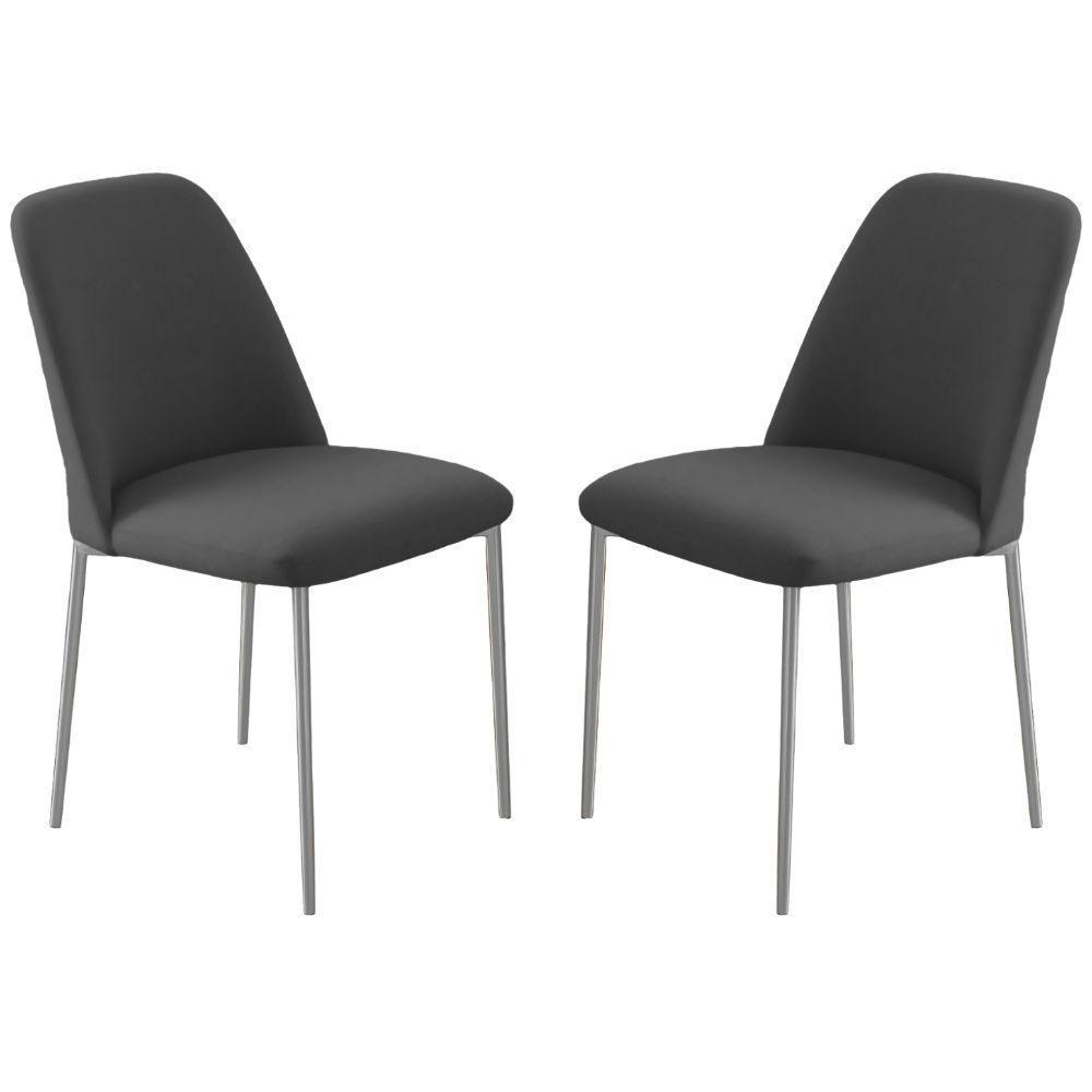 Conjunto 2 Cadeiras Londres Veludo Cinza Metal Champanhe - 1