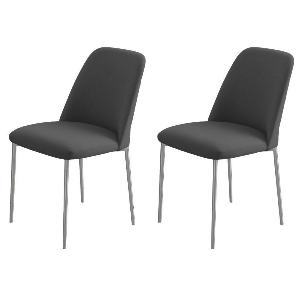 Conjunto 2 Cadeiras Londres Veludo Cinza Metal Champanhe - 6