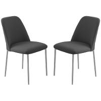 Conjunto 2 Cadeiras Londres Veludo Cinza Metal Champanhe - 1