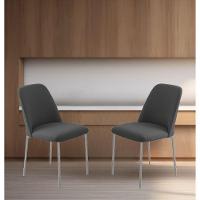 Conjunto 2 Cadeiras Londres Veludo Cinza Metal Champanhe - 2