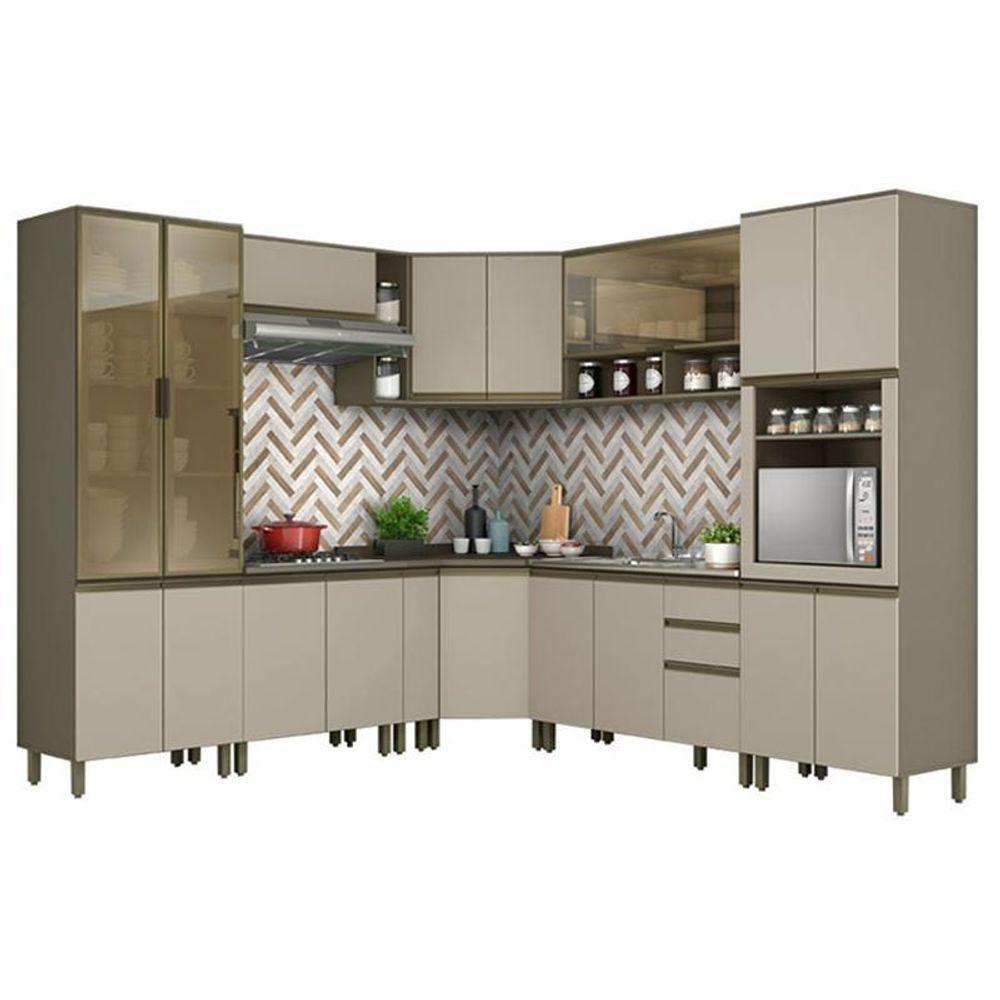 Cozinha Completa De Canto 10 Peças Connect Duna-cristal Com Torre Quente - Móveis Henn Duna-cristal - 1