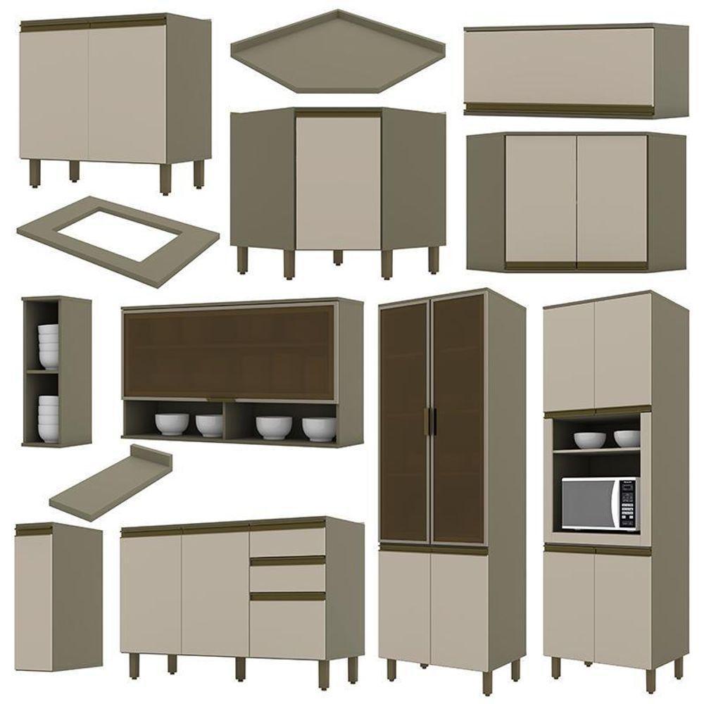 Cozinha Completa De Canto 10 Peças Connect Duna-cristal Com Torre Quente - Móveis Henn Duna-cristal - 3