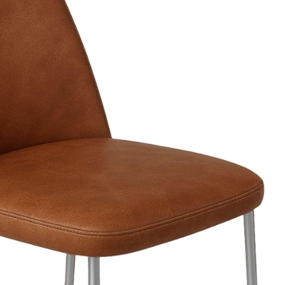 Conjunto 2 Cadeiras Londres Couro Caramelo Metal Champanhe - 7