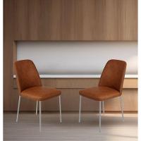 Conjunto 2 Cadeiras Londres Couro Caramelo Metal Champanhe