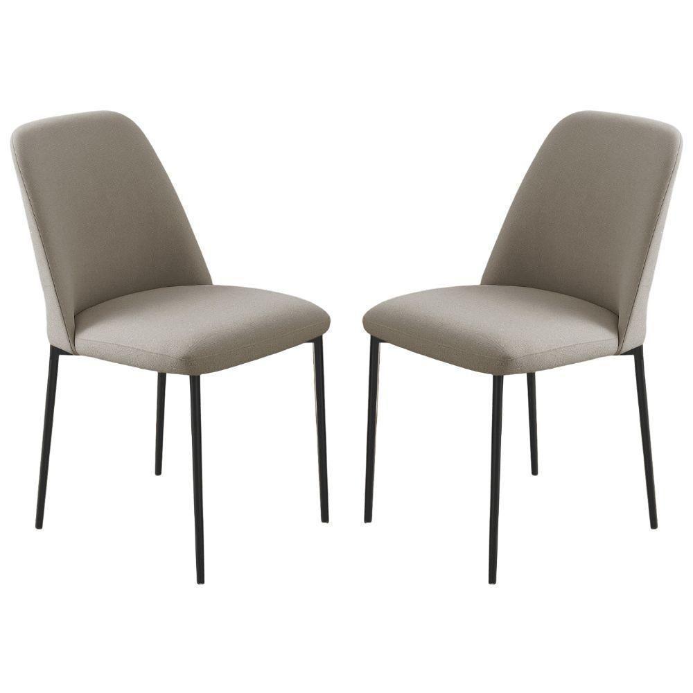 Conjunto 2 Cadeiras Londres Linho Bege Metal Preto - 1