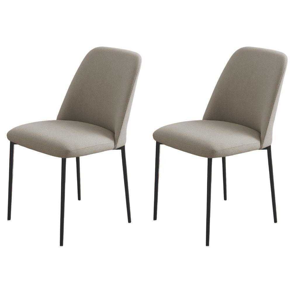 Conjunto 2 Cadeiras Londres Linho Bege Metal Preto - 3